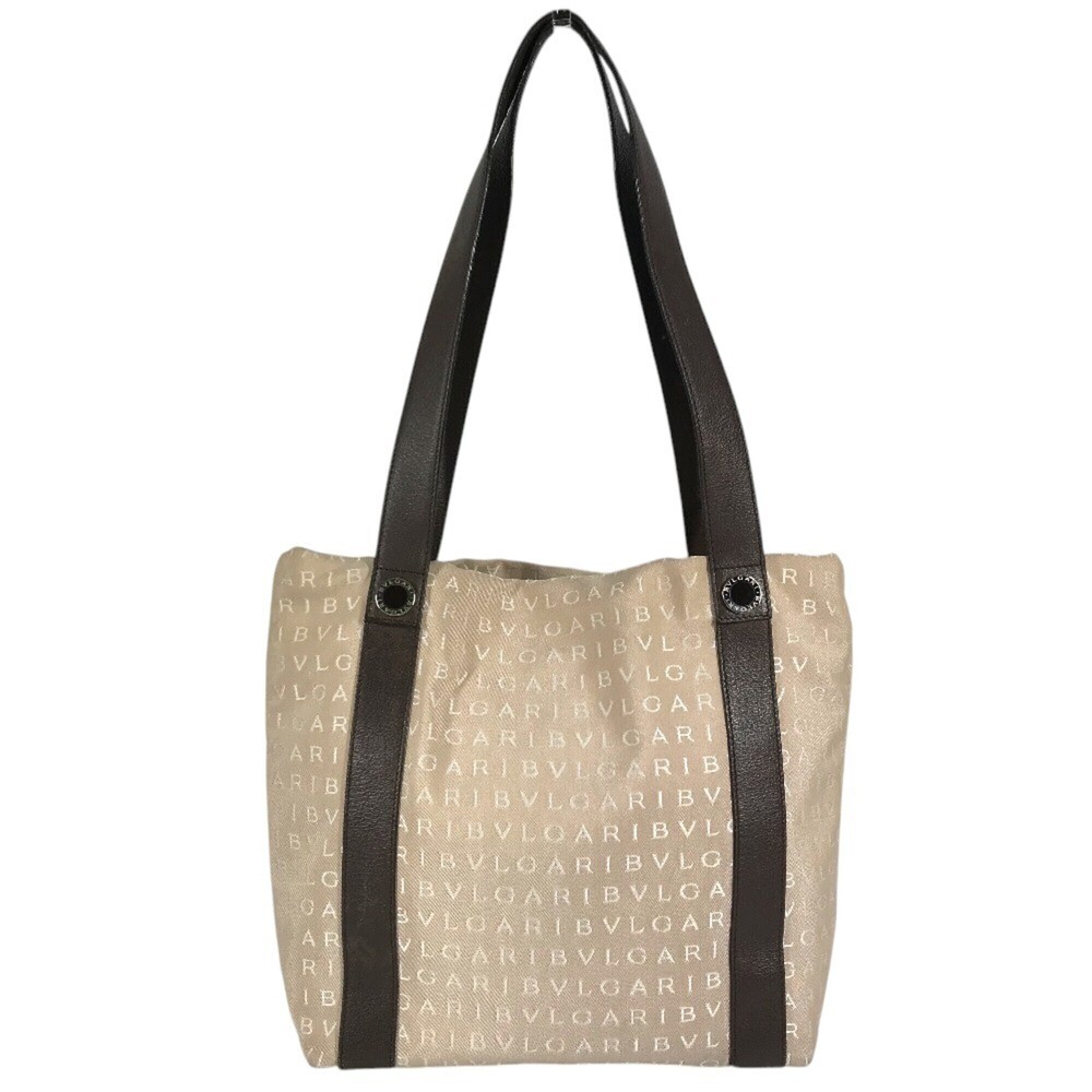 BVLGARI Logomania Tote Bag, Canvas Shoulder Leather and Canvas, Men's Women's...